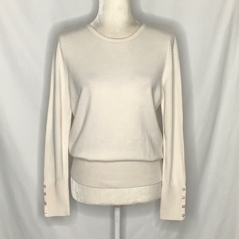 Ivory Sweater With Button Detail At Wrists Size S Balletcore